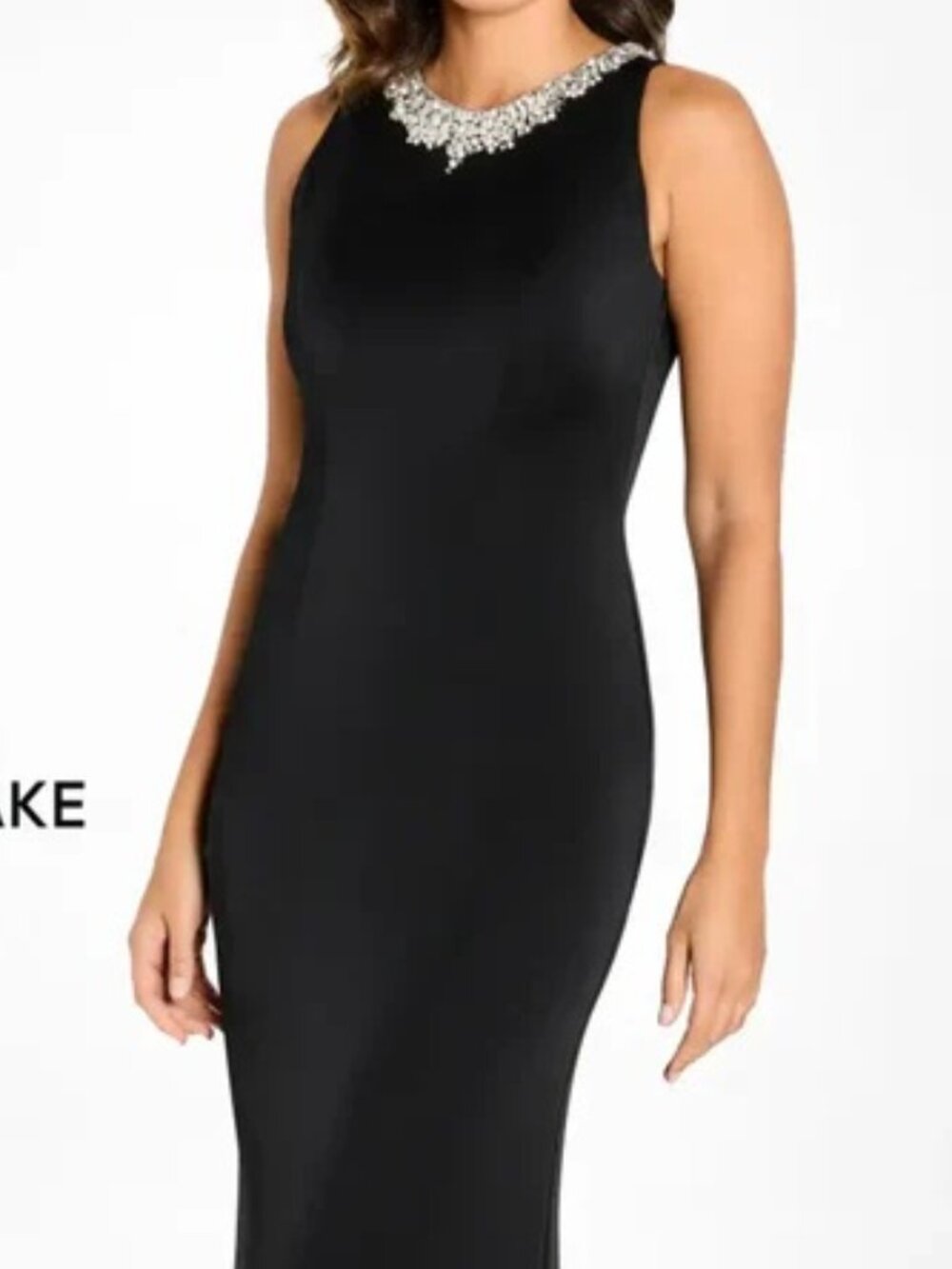 NWT Cameron Blake 116659 Mother of the Bride Gown with Keyhole Back Black Size 8 - Picture 3 of 6